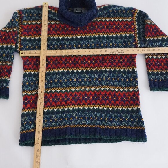 Vintage Liz Sport Fair Isle Wool Turtleneck Sweater Cabincore Apres Ski S - Picture 3 of 9